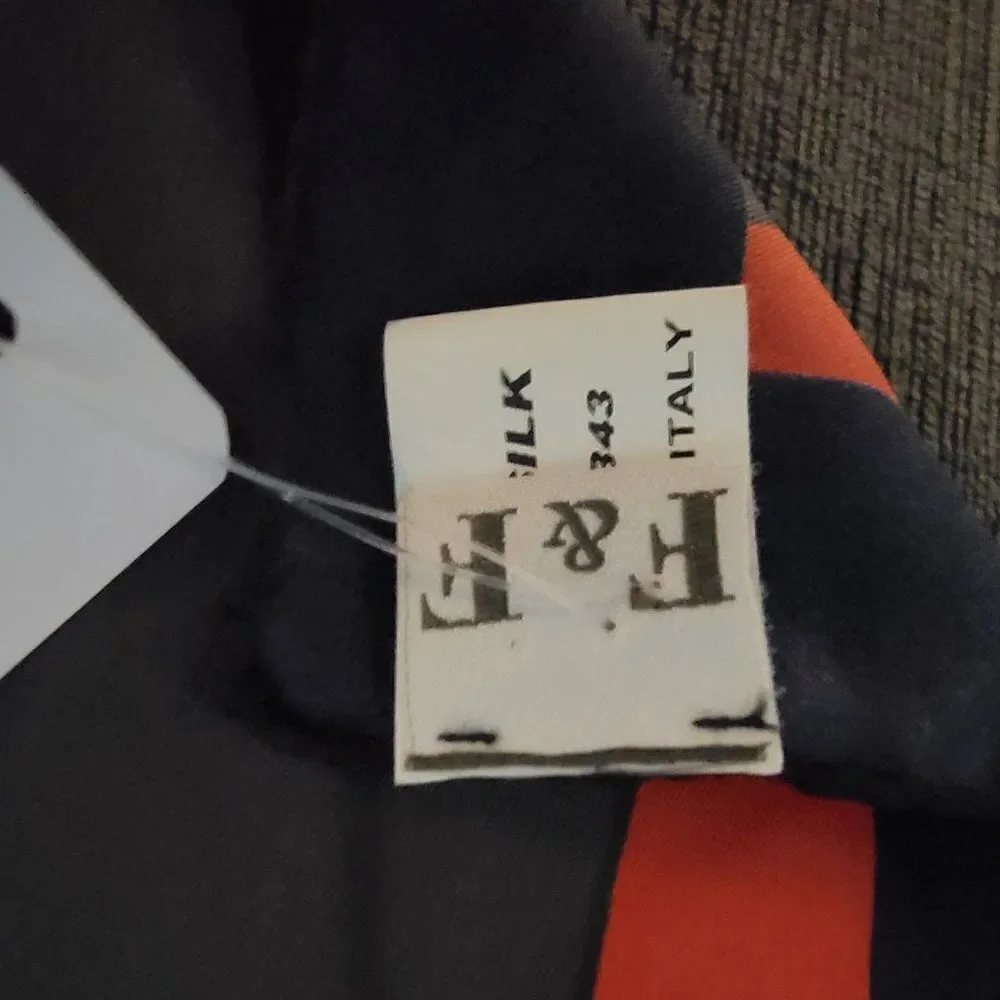 F & F Red 100% Silk Scarf with Handsome Grey Wolf in Tuxedo Design